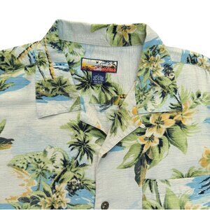 Havana Jack's Cafe Hawaiian Shirt Mens L 100% Silk Tropical Palm Beachwear Vacay